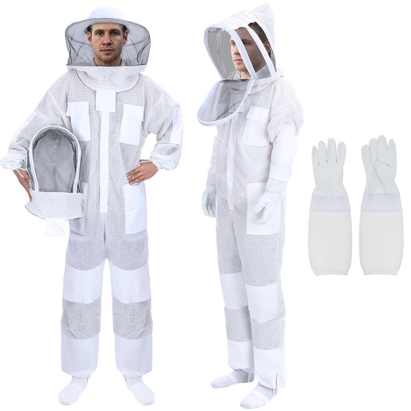YORKING Ventilated Bee Suit, 3 Layer Bee Suit for Men Women, Sting Proof Protective Beekeeping Kit with Gloves, 2 Beekeeping Veils for Beekeepers - M - Image 1